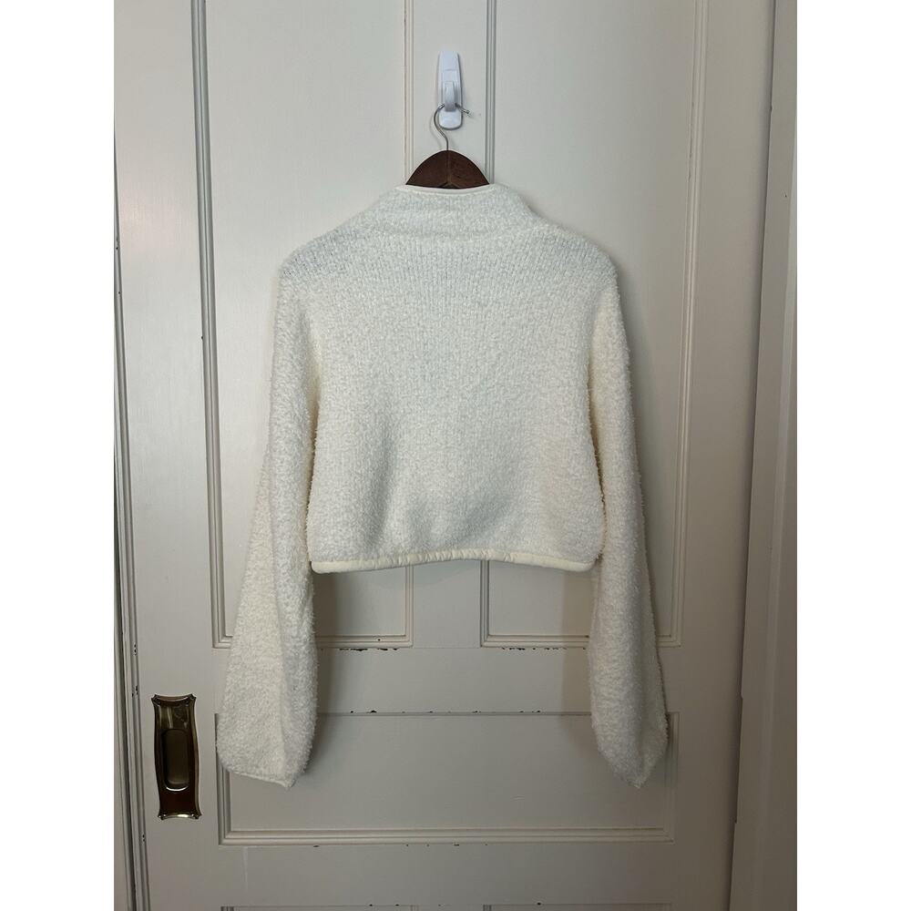 Skims Teddy Cropped Full Zip Fleece Jacket Womens Size S/M Ivory Comfort NWT - Picture 2 of 8